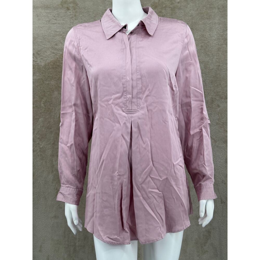 Soft Surroundings Top Womens Medium Purple Popover Tunic Tencel Oversized Office